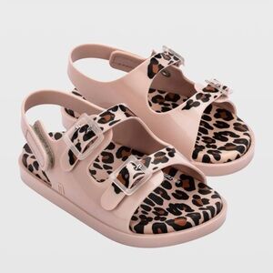 Mini Melissa Printed Leopard Double Buckle Strap Toddler Sandals Size 9